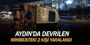 Aydın'ın Efeler ilçesinde minibüsün devrilmesi sonucu 2 kişi yaralandı.  ( Aydın İtfaiyesi - Anadolu Ajansı )
