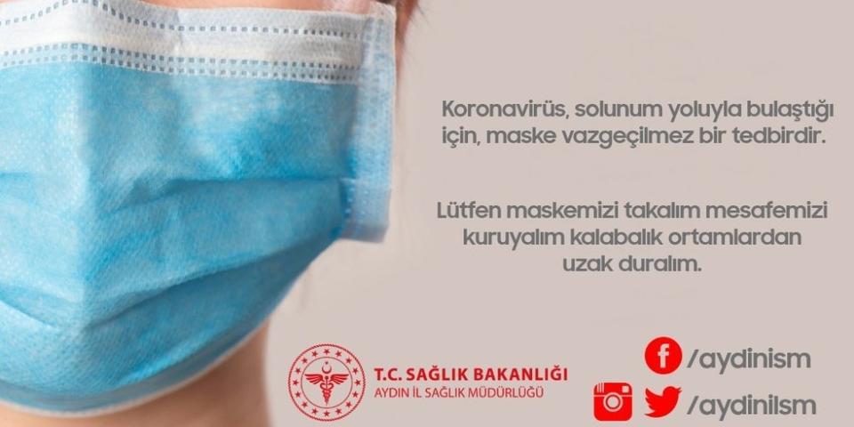 Kovid-19 pandemisi dolayısıyla Aydın genelinde sıkı tedbirler alınmaya devam ederken, İl Sağlık Müdürlüğü tarafından yapılan uyarıda sosyal mesafe ve maske kullanımına dikkat çekildi.