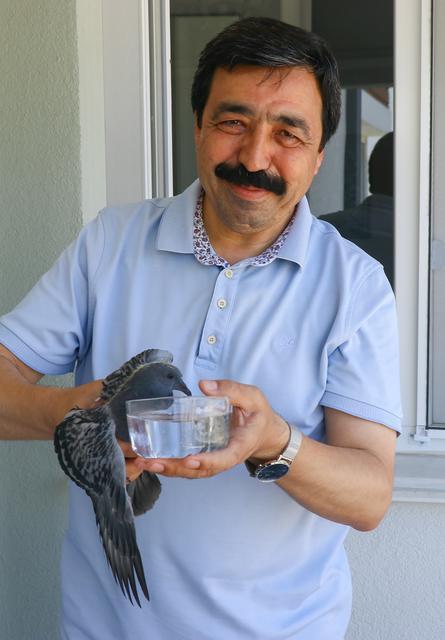 İzmir Katip Çelebi Üniversitesi Rektörü Prof. Dr. Saffet Köse, evinin balkonuna yuva yapan ve daha sonra da 2 yavru dünyaya getiren güvercinler için balkonunu tahsis etti. ( Tezcan Ekizler - Anadolu Ajansı )