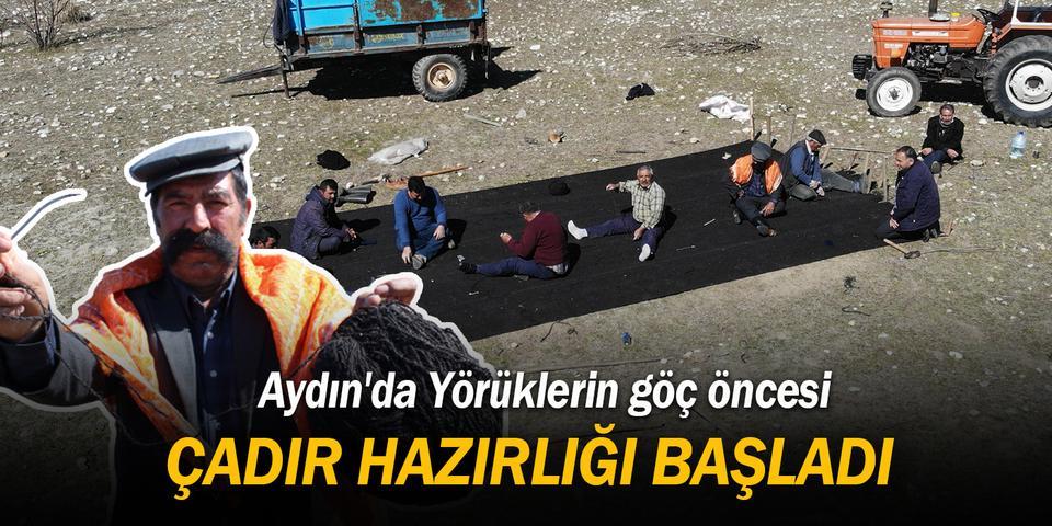Aydın'ın Kuyucak ilçesinde göçe hazırlanan Yörük ailelerinin çadır dikme mesaisi devam ediyor.  ( Mehmet Ali Cintosun - Anadolu Ajansı )