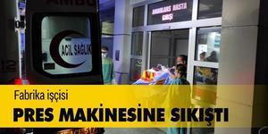 Manisa'nın Demirci ilçesinde pres makinesine sıkışan kişi ağır yaralandı. ( Nurullah Kalay - Anadolu Ajansı )